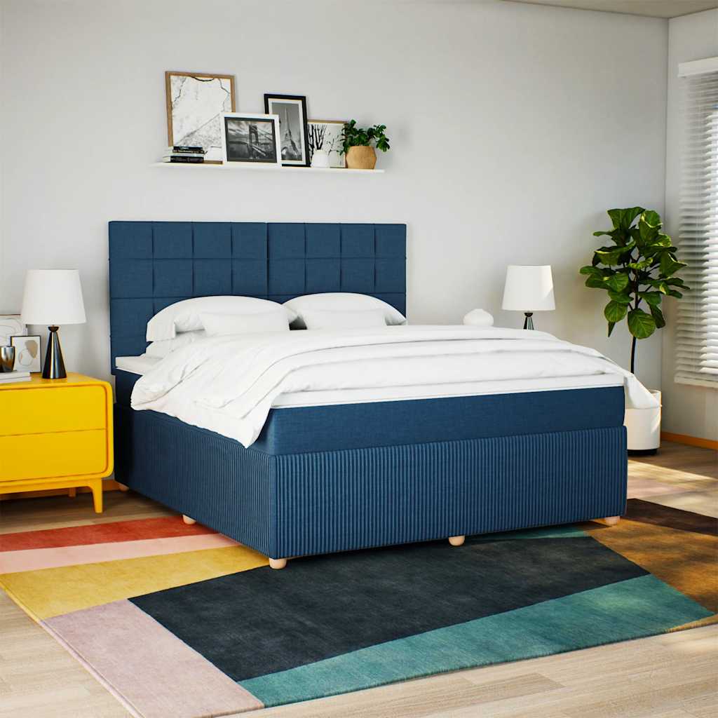 Boxspringbett Mit Matratze Stoff Blau