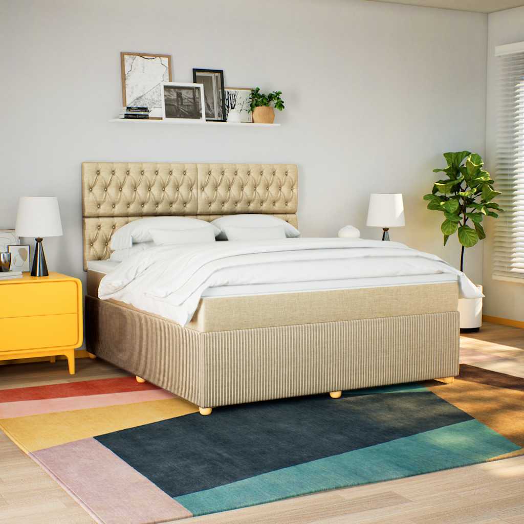 Boxspringbett Mit Matratze Stoff Creme