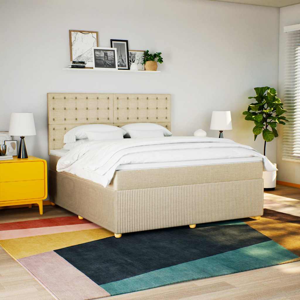 Boxspringbett Mit Matratze Stoff Creme