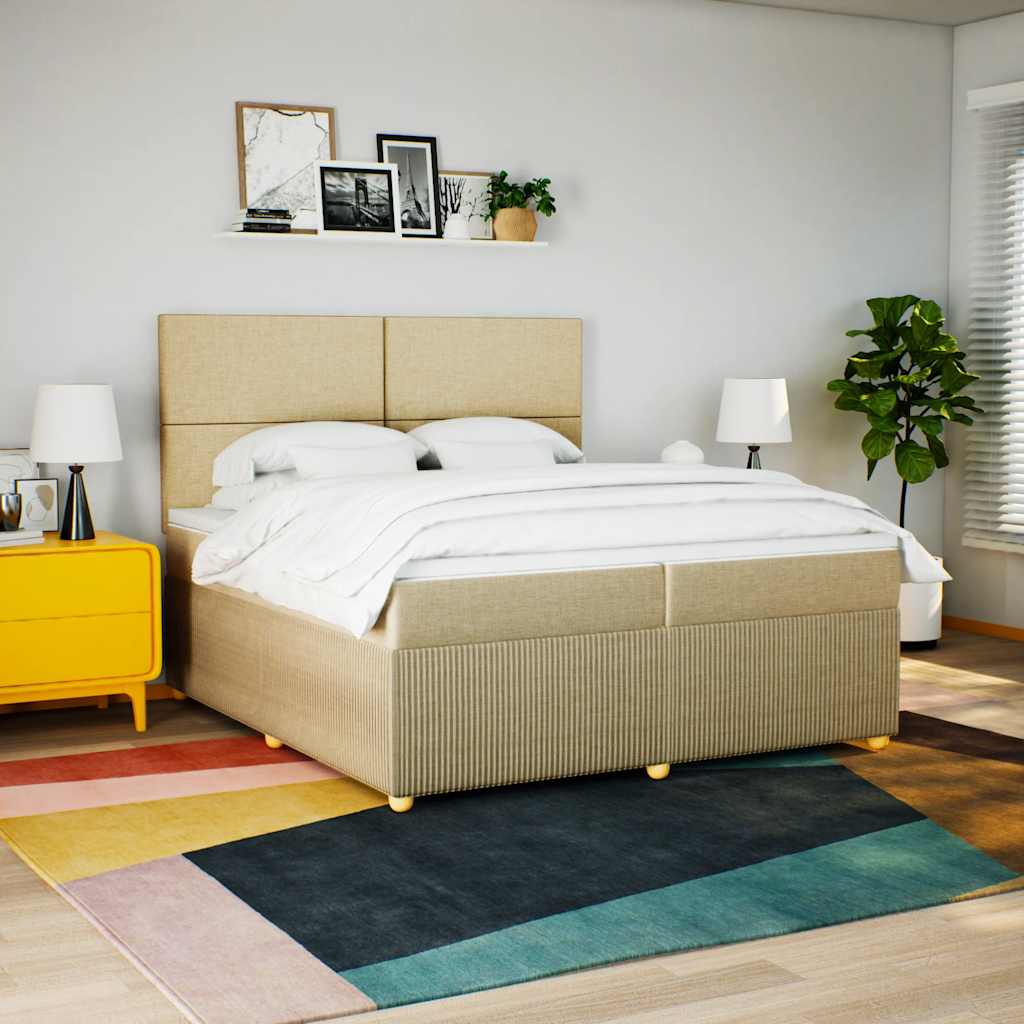 Boxspringbett Mit Matratze Stoff Creme
