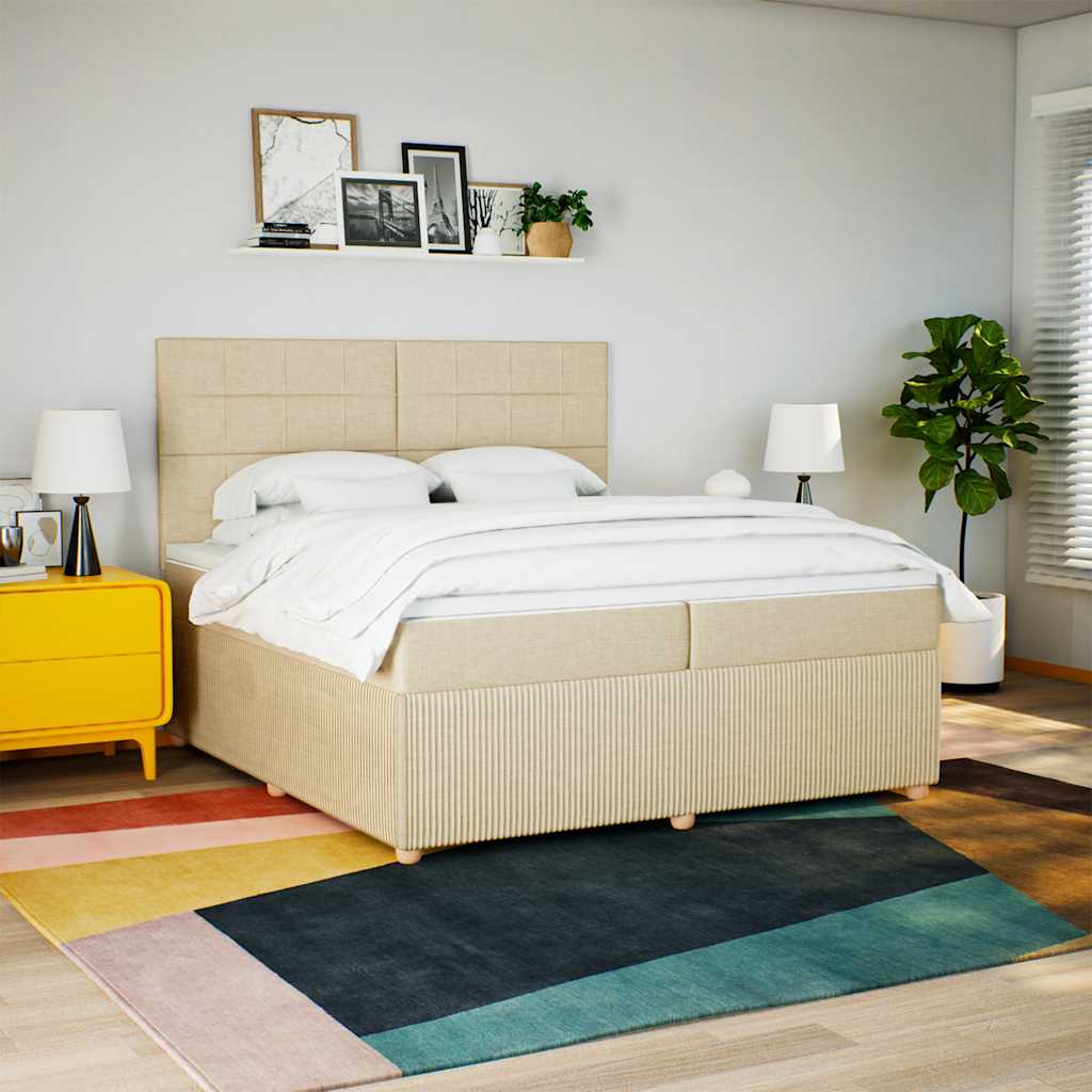 Boxspringbett Mit Matratze Stoff Creme