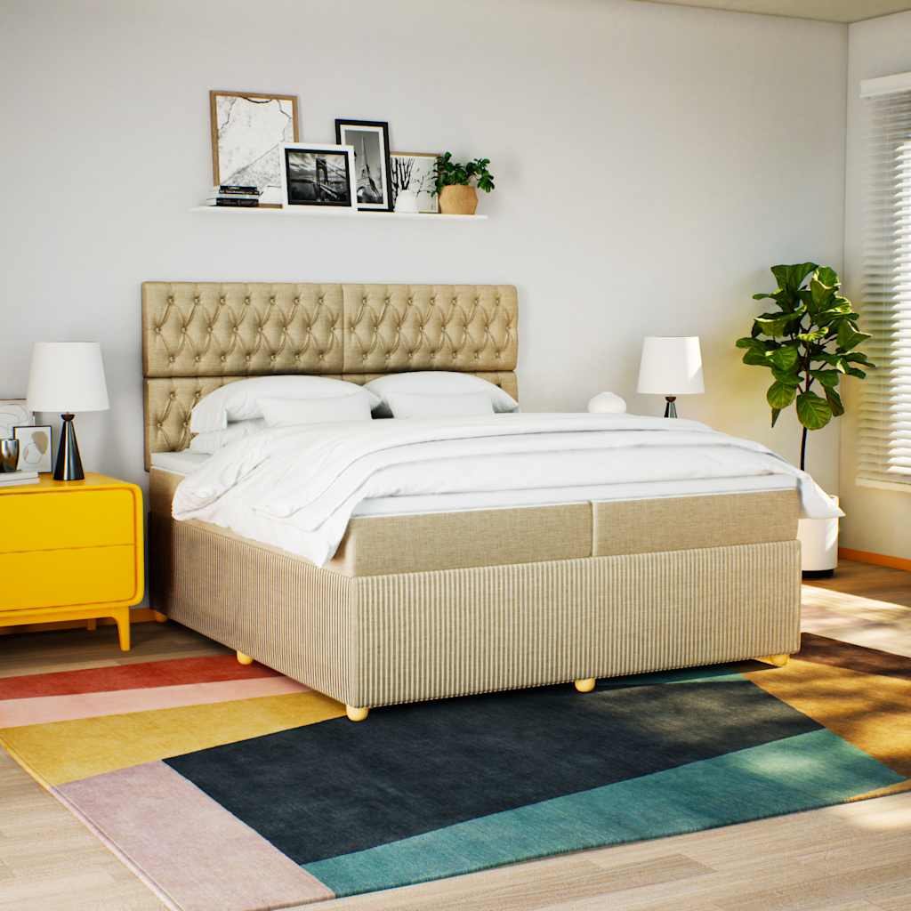 Boxspringbett Mit Matratze Stoff Creme