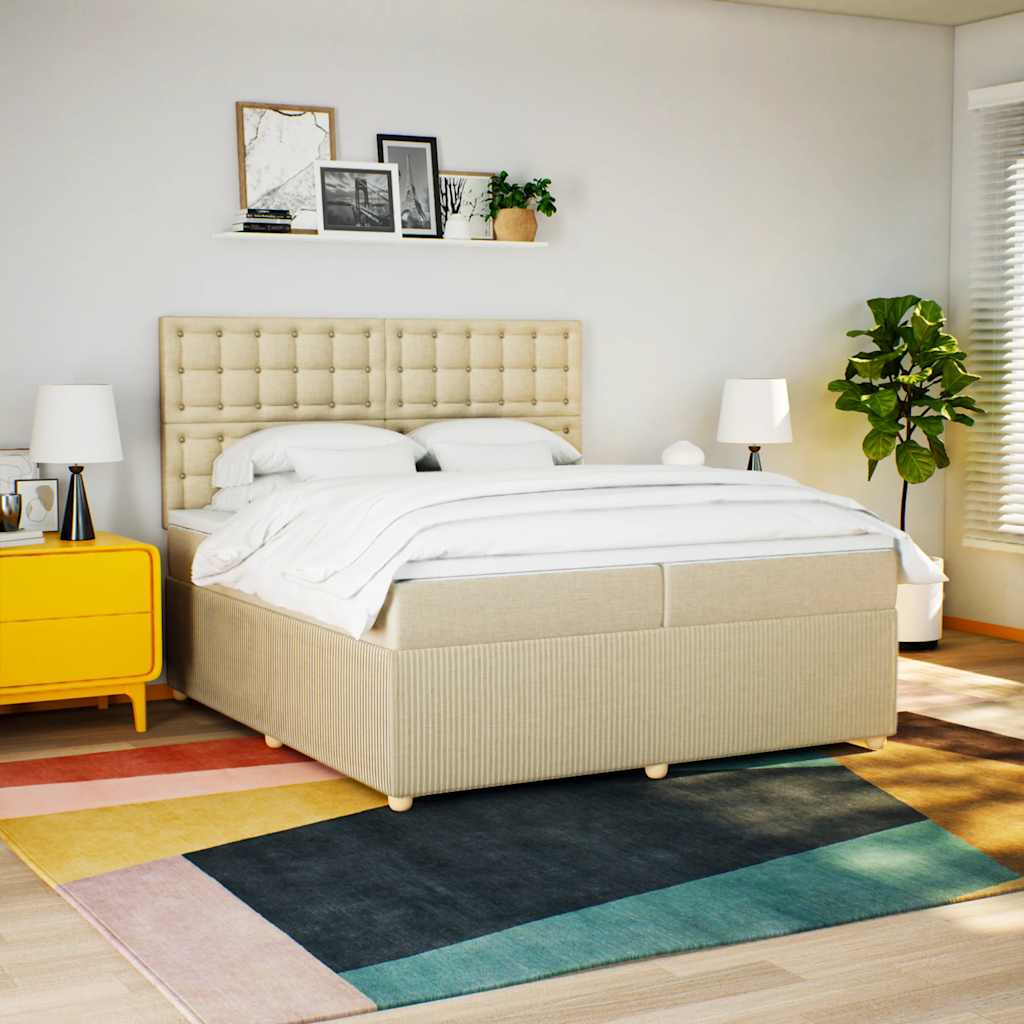 Boxspringbett Mit Matratze Stoff Creme
