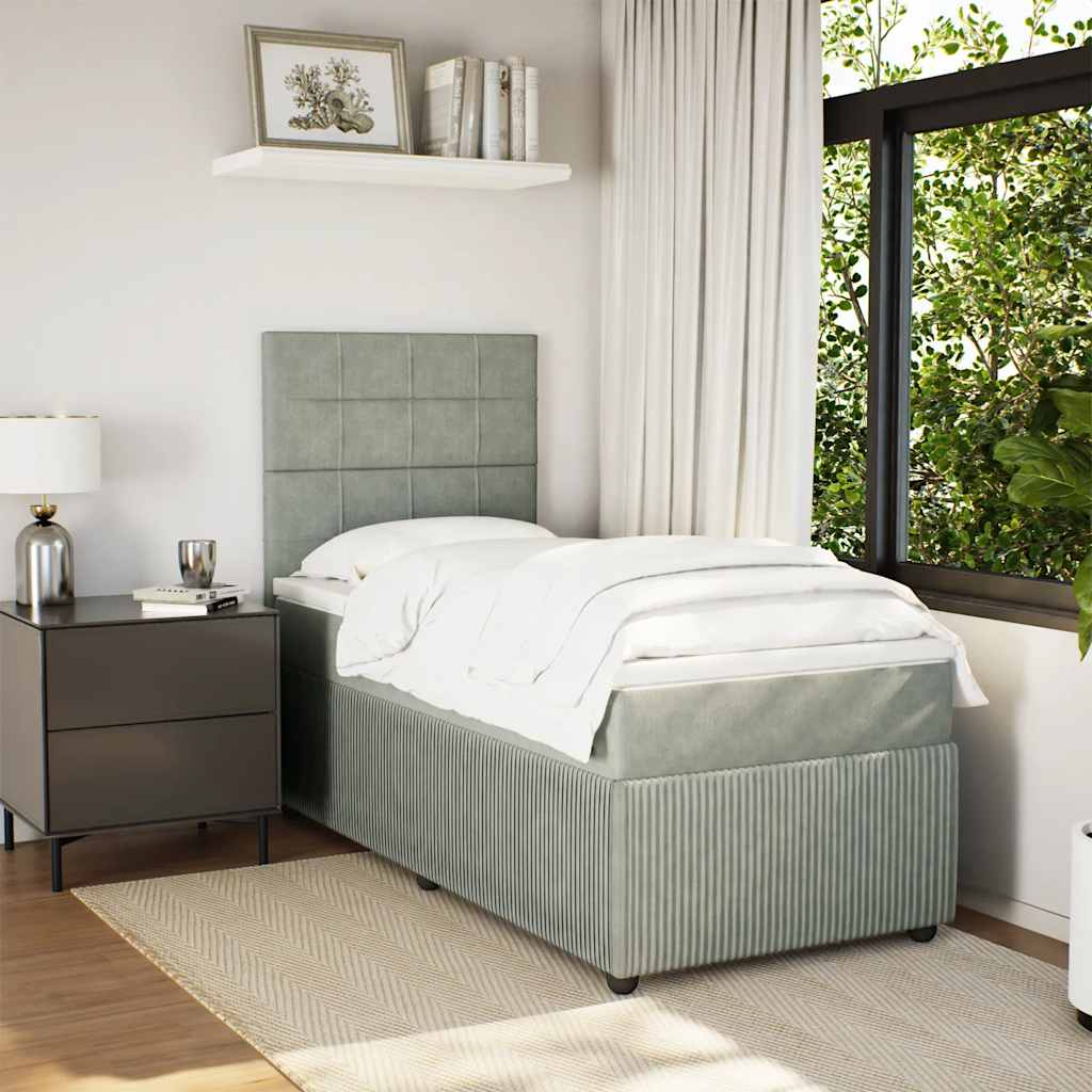 Boxspringbett Mit Matratze Samt Hellgrau