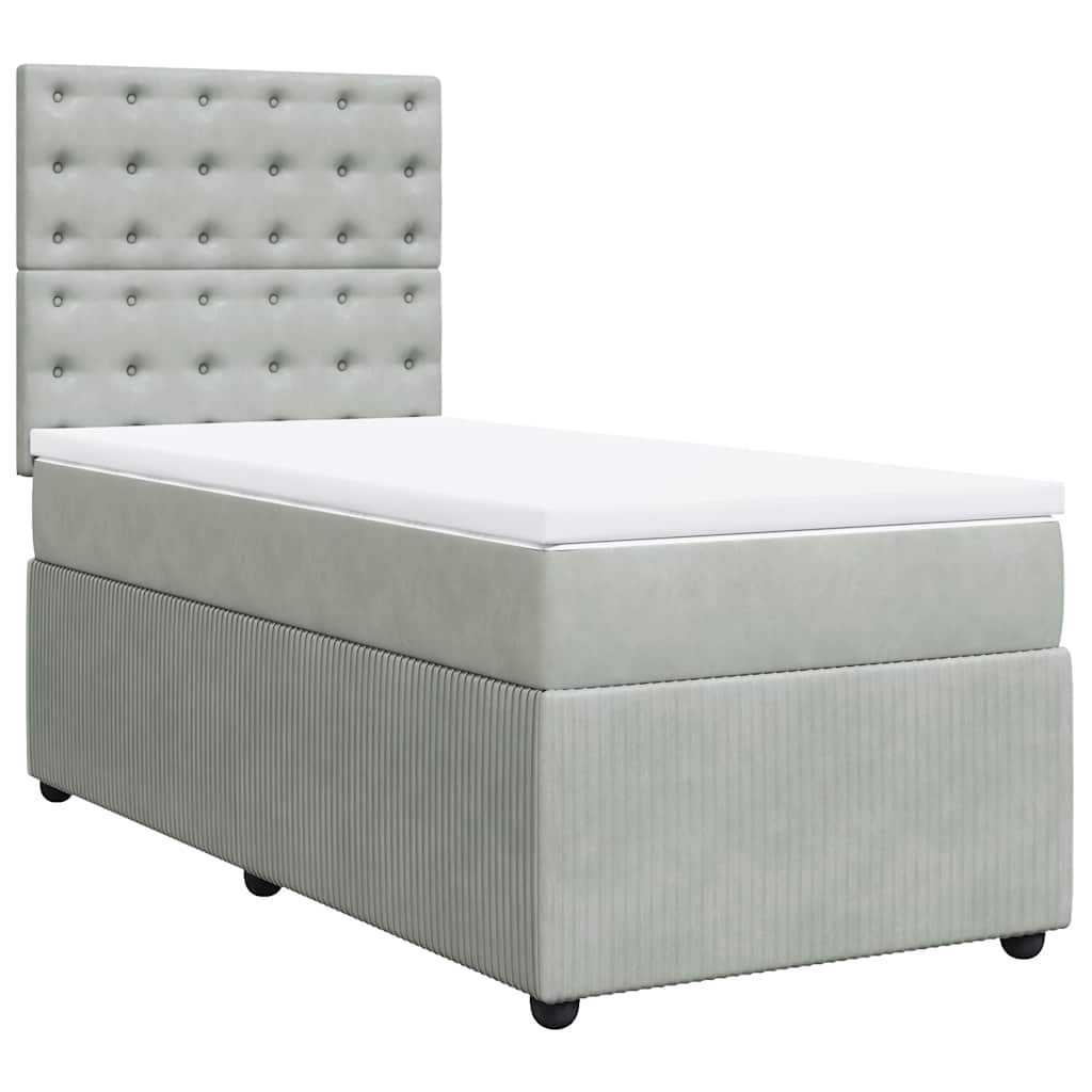 Boxspringbett Mit Matratze Samt Hellgrau