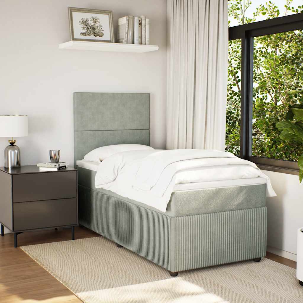 Boxspringbett Mit Matratze Samt Hellgrau