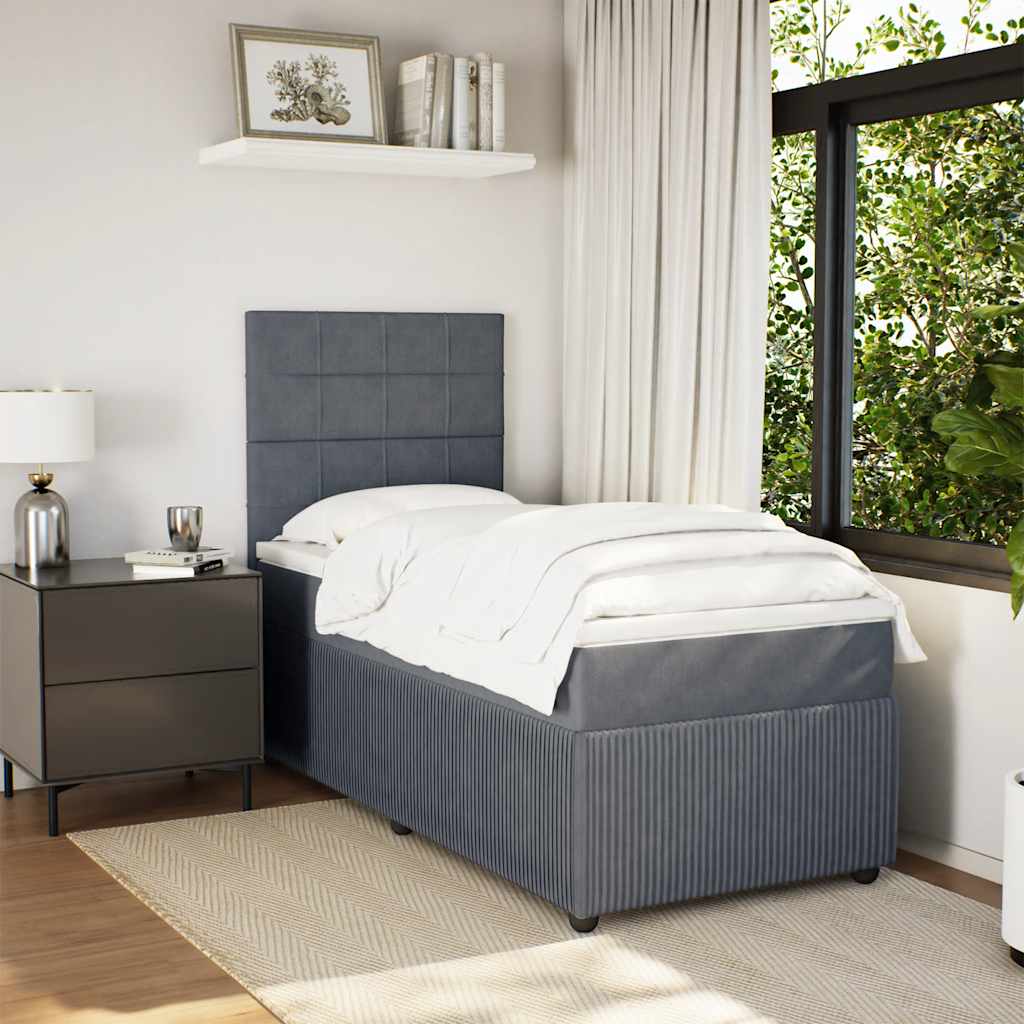 Boxspringbett Mit Matratze Samt Dunkelgrau