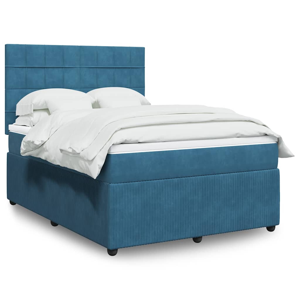 Boxspringbett Mit Matratze Samt Blau