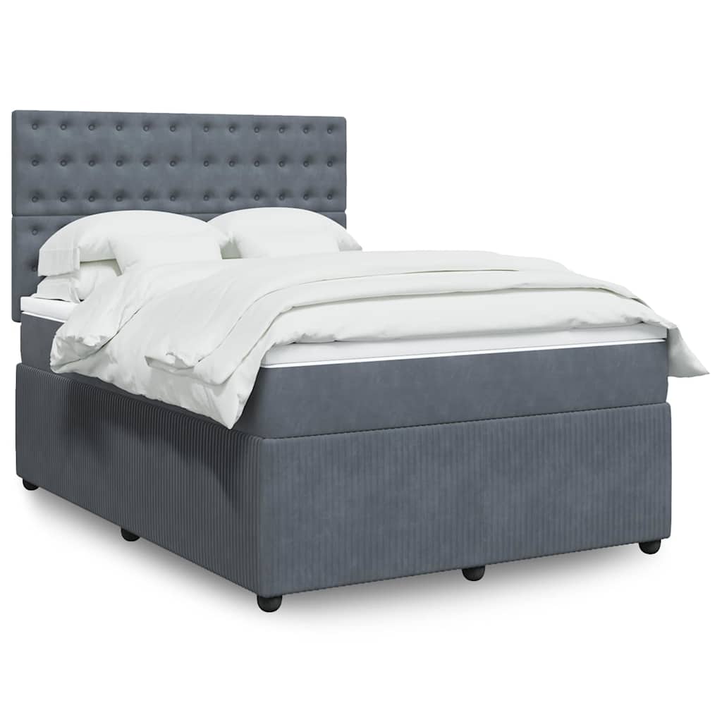 Boxspringbett Mit Matratze Samt Dunkelgrau