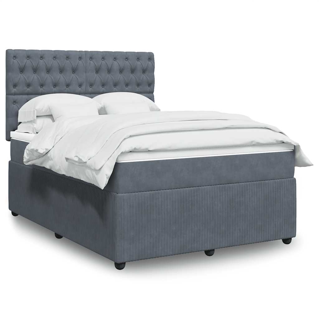 Boxspringbett Mit Matratze Samt Dunkelgrau