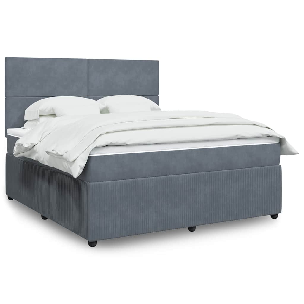Boxspringbett Mit Matratze Samt Dunkelgrau
