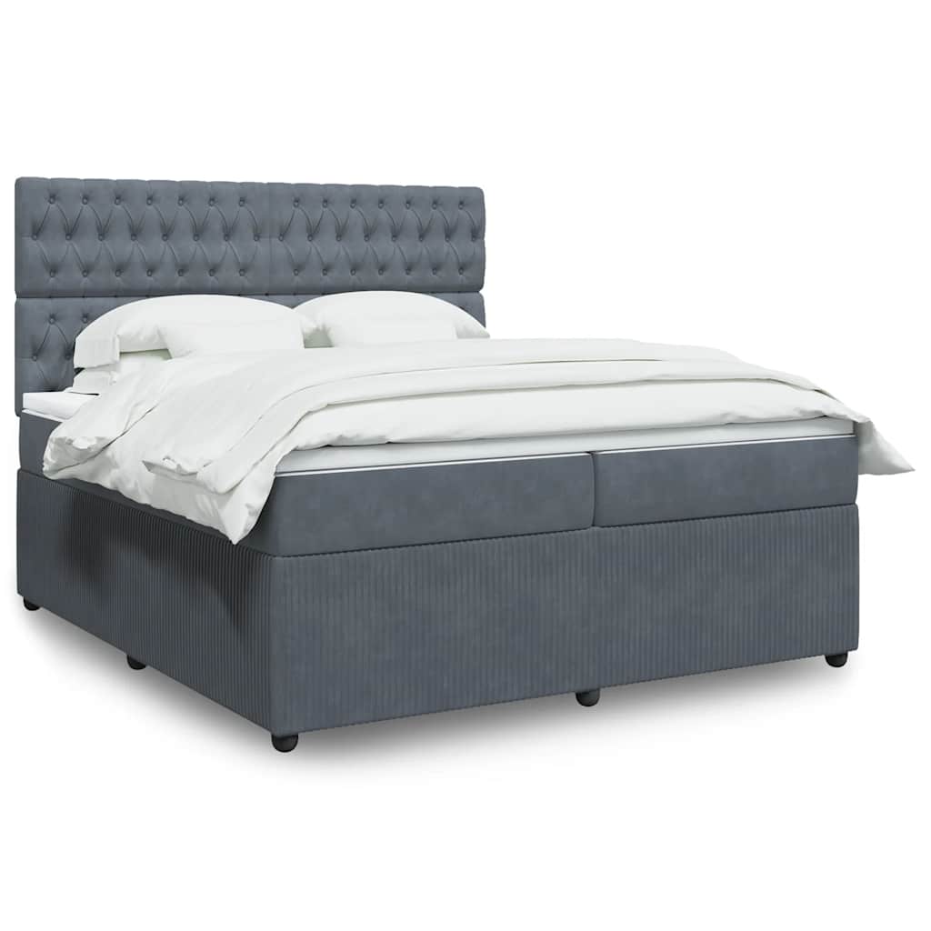 Boxspringbett Mit Matratze Samt Dunkelgrau
