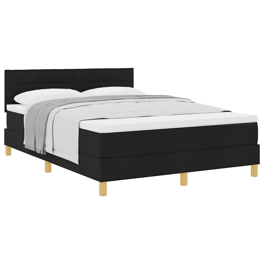 Boxspringbett Mit Matratze Schwarz 140 X 190 Cm Stoff Dunkelgrau