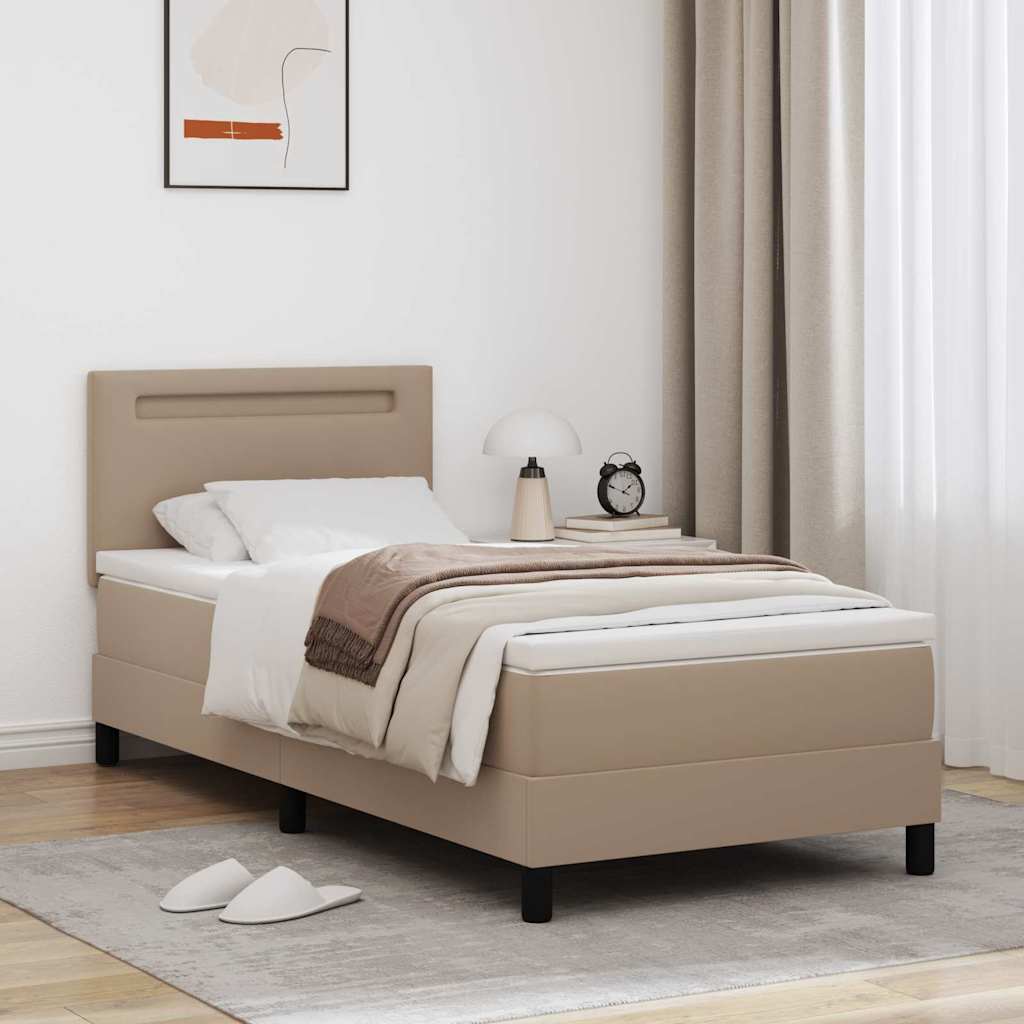 Boxspringbett Mit Matratze -Braun 90X200Cm Kunstleder Cappuccino