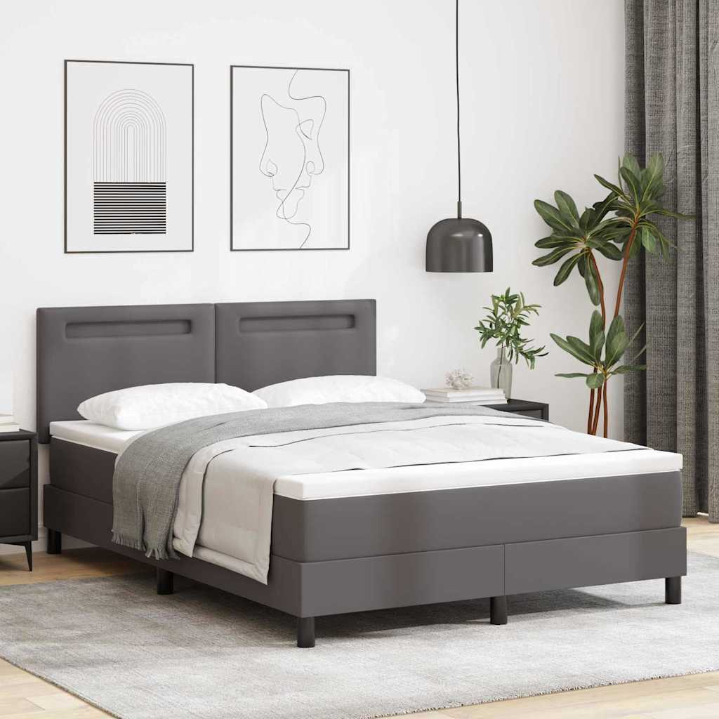 Boxspringbett Mit Matratze Kunstleder Grau