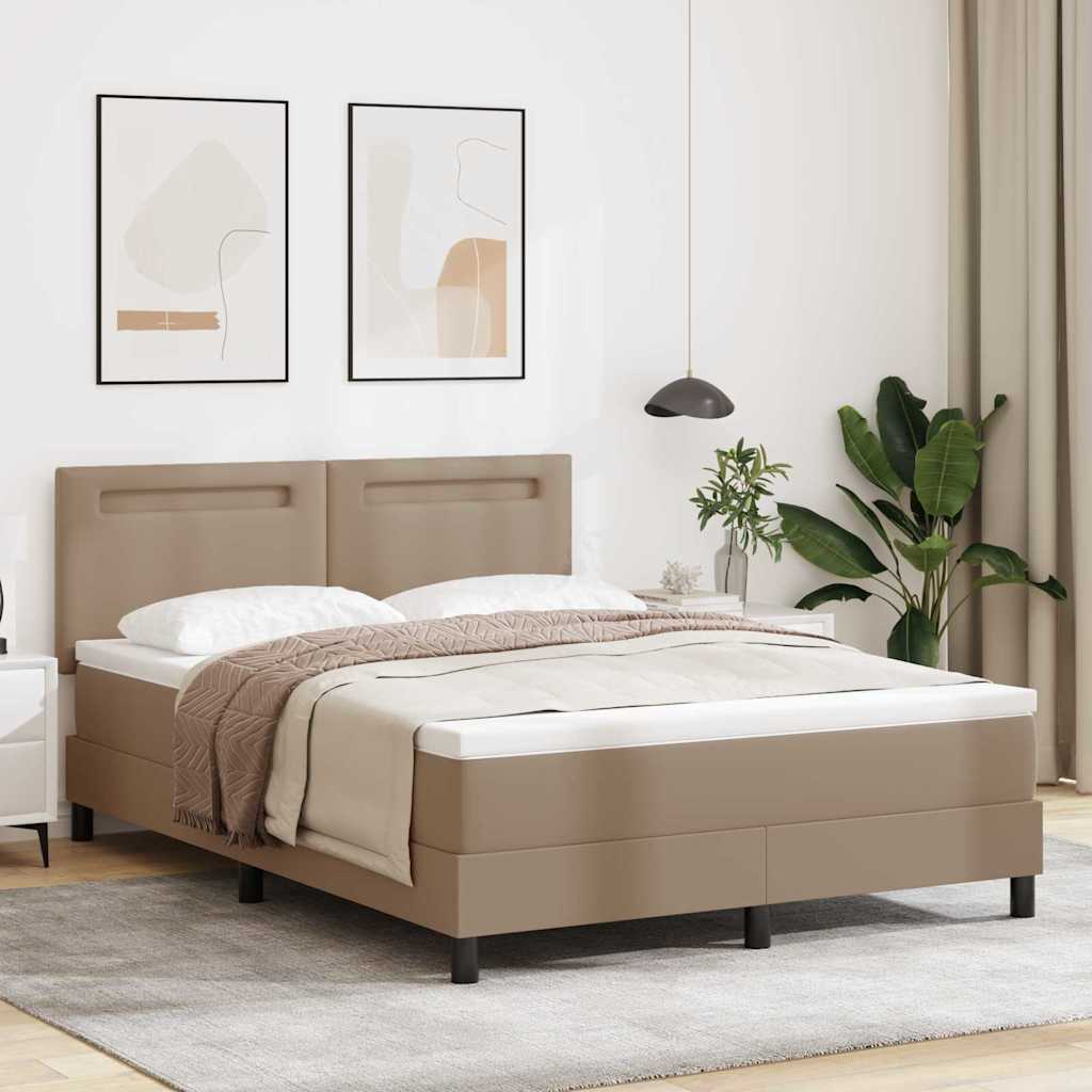 Boxspringbett Mit Matratze -Braun 90X200Cm Kunstleder Cappuccino