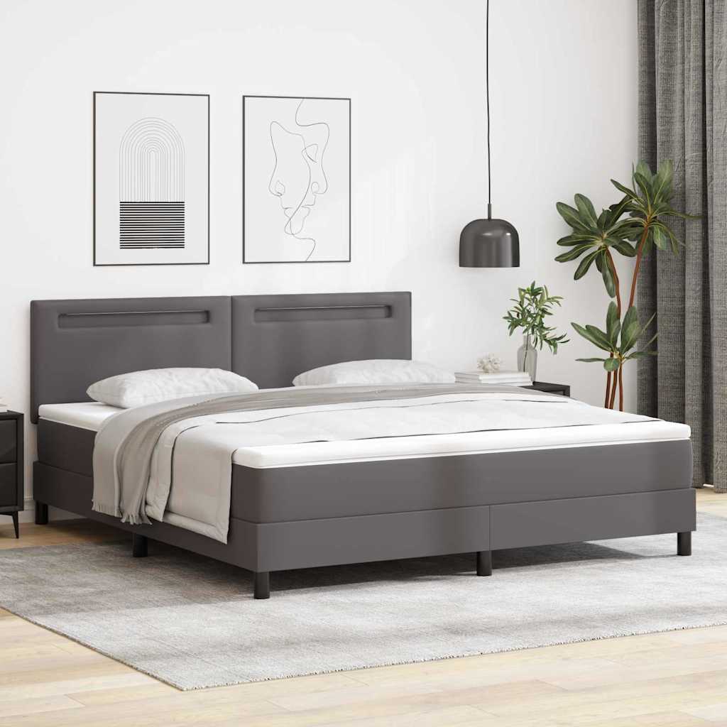 Boxspringbett Mit Matratze Kunstleder Grau