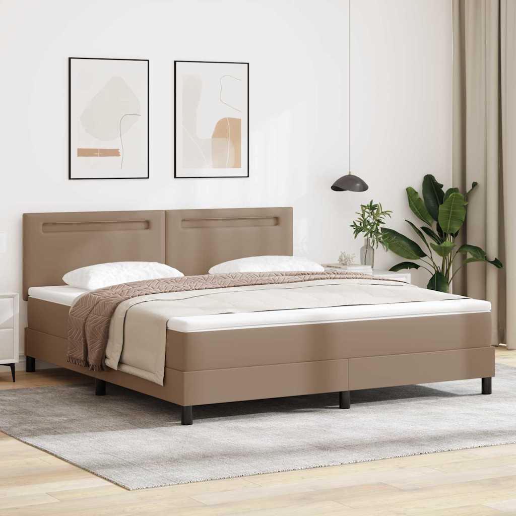 Boxspringbett Mit Matratze -Braun 90X200Cm Kunstleder Cappuccino