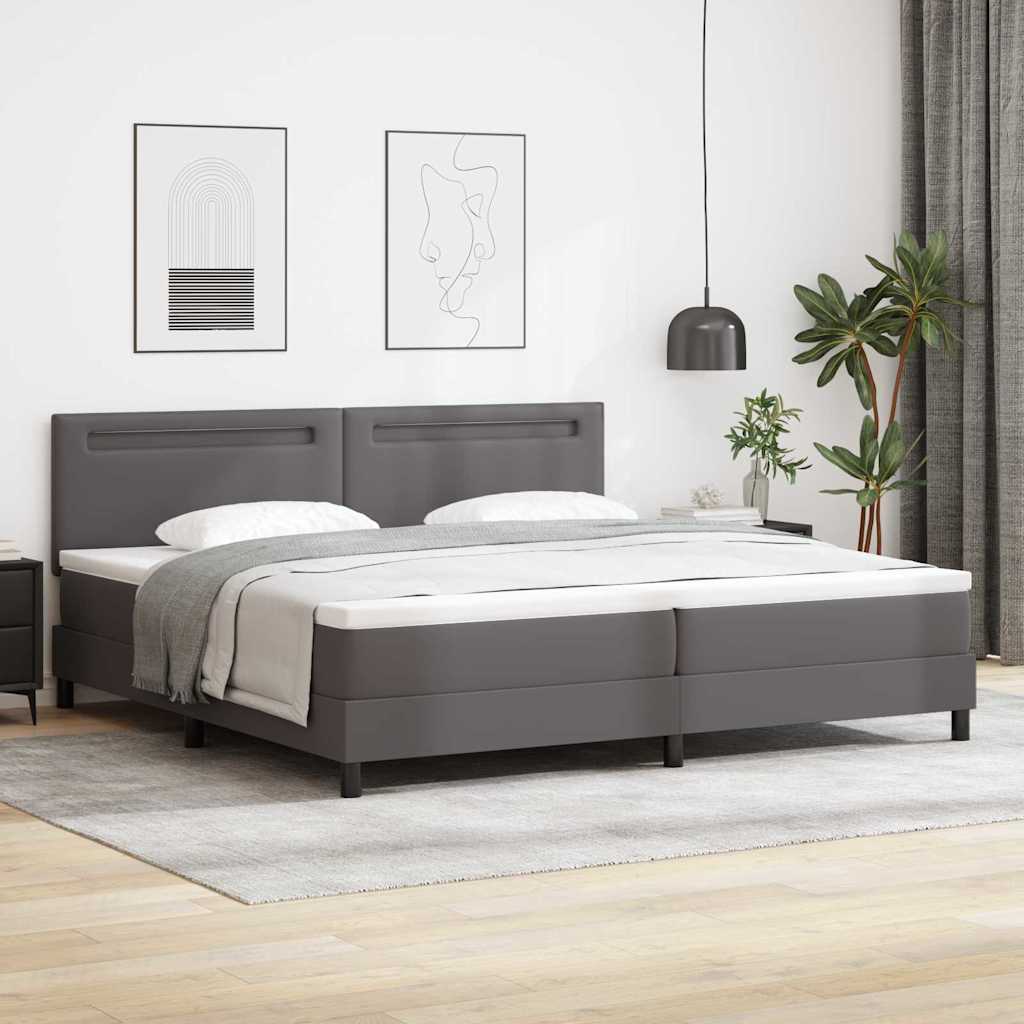 Boxspringbett Mit Matratze Kunstleder Grau