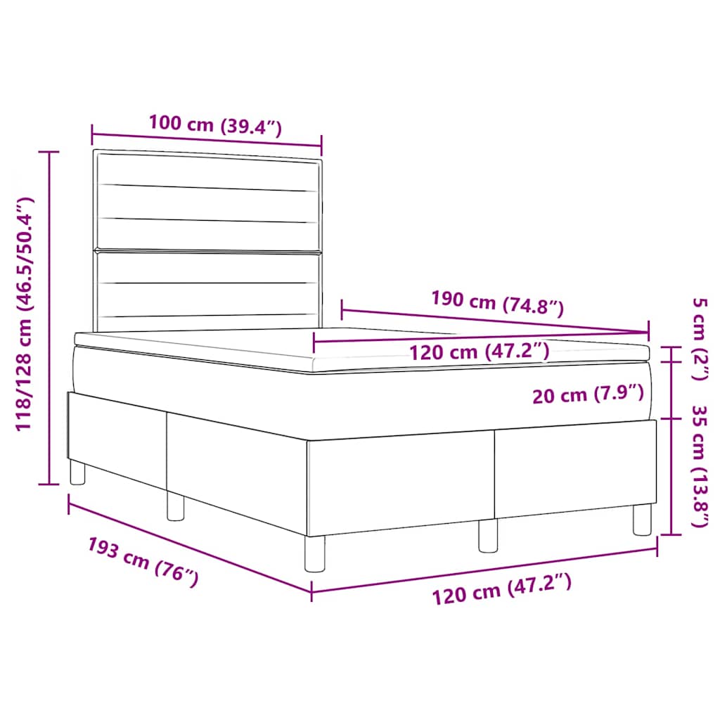 Boxspringbett Mit Matratze Creme 120 X 190 Cm Stoff Taupe