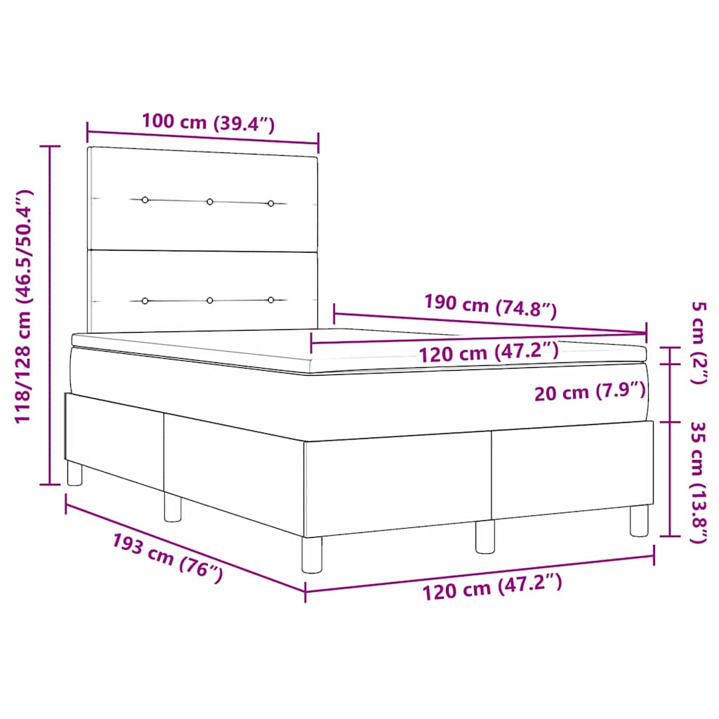 Boxspringbett Mit Matratze Creme 120 X 190 Cm Stoff Taupe