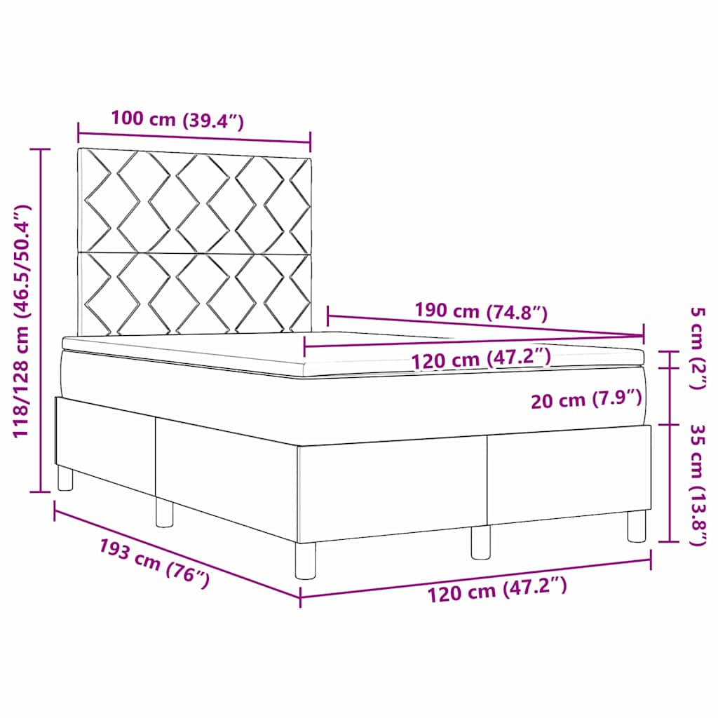 Boxspringbett Mit Matratze Creme 120 X 190 Cm Stoff Taupe