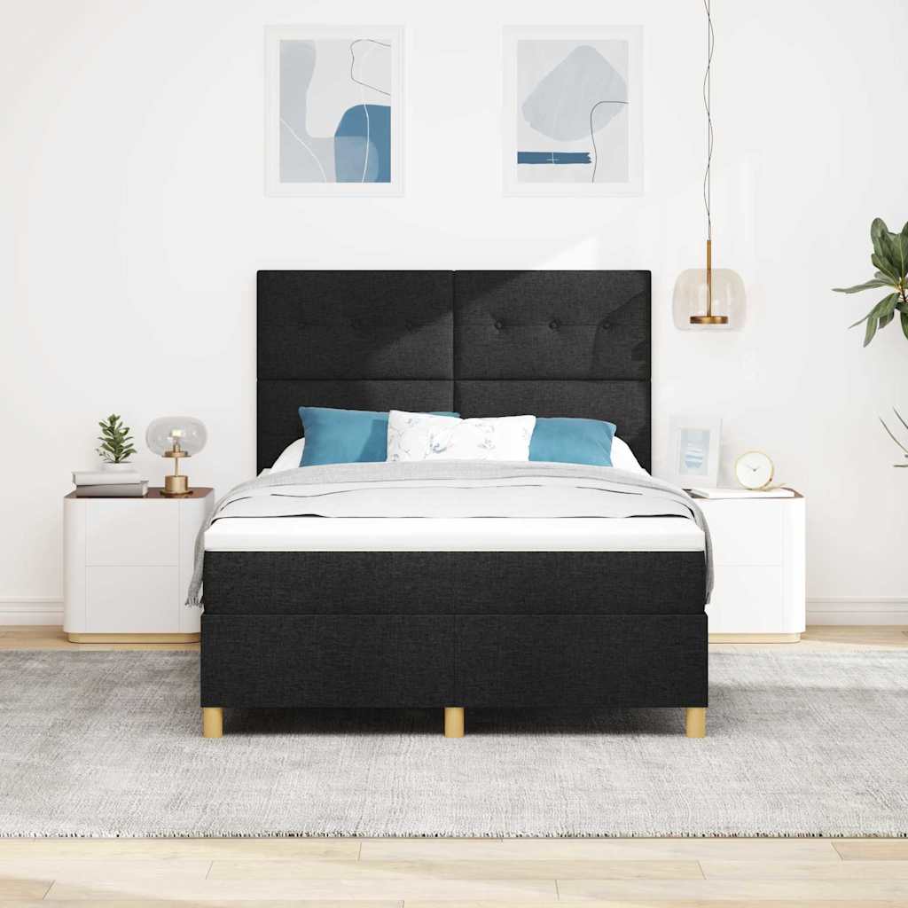 Boxspringbett Mit Kopfteil Schwarz 140 X 190 Cm Stoff Dunkelgrau
