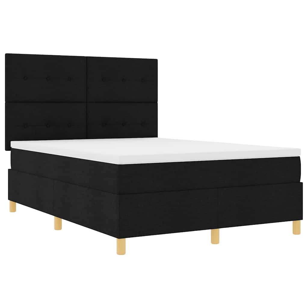 Boxspringbett Mit Kopfteil Schwarz 140 X 190 Cm Stoff Dunkelgrau