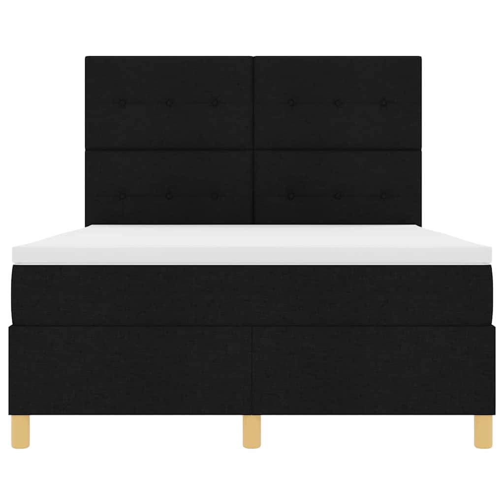 Boxspringbett Mit Kopfteil Schwarz 140 X 190 Cm Stoff Dunkelgrau