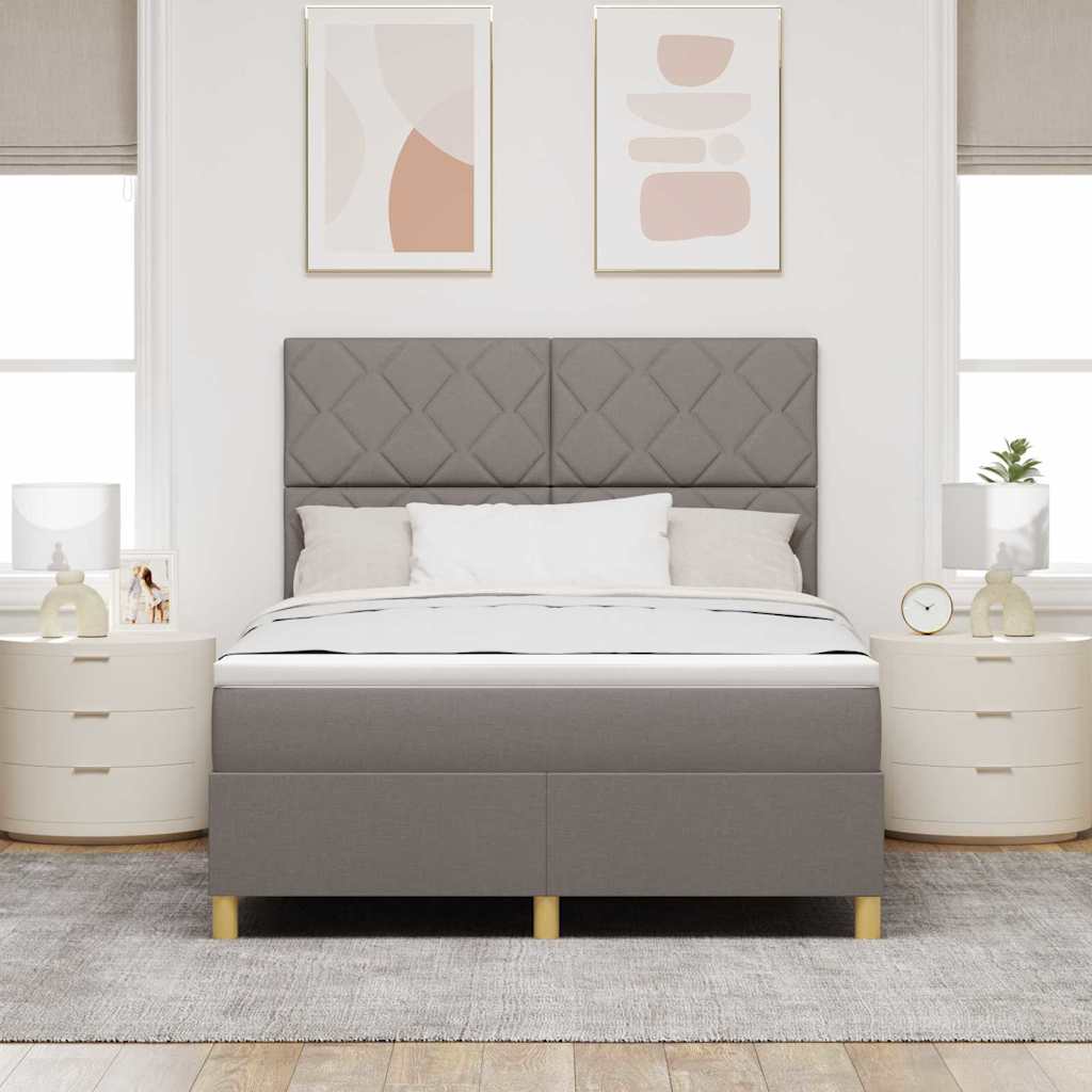 Boxspringbett Mit Kopfteil Taupe 140 X 200 Cm Stoff Dunkelbraun