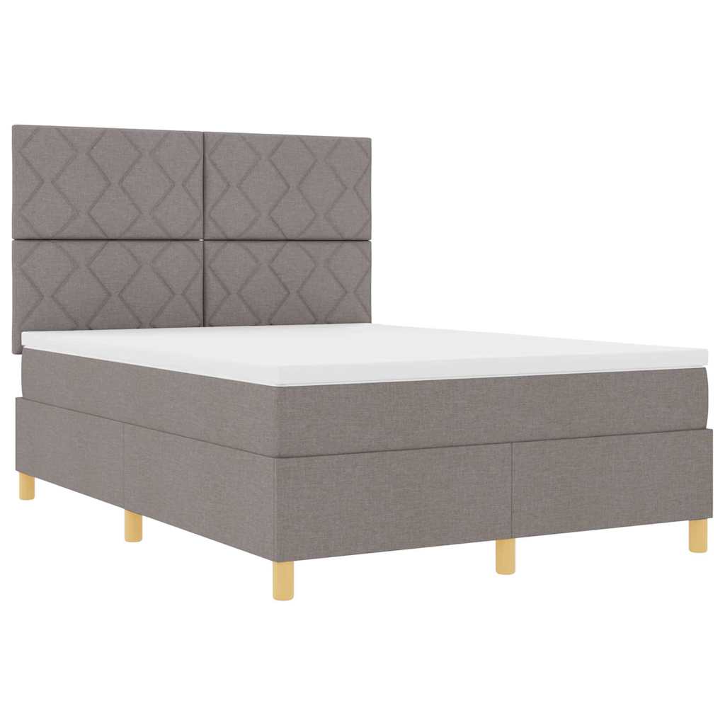 Boxspringbett Mit Kopfteil Taupe 140 X 200 Cm Stoff Dunkelbraun