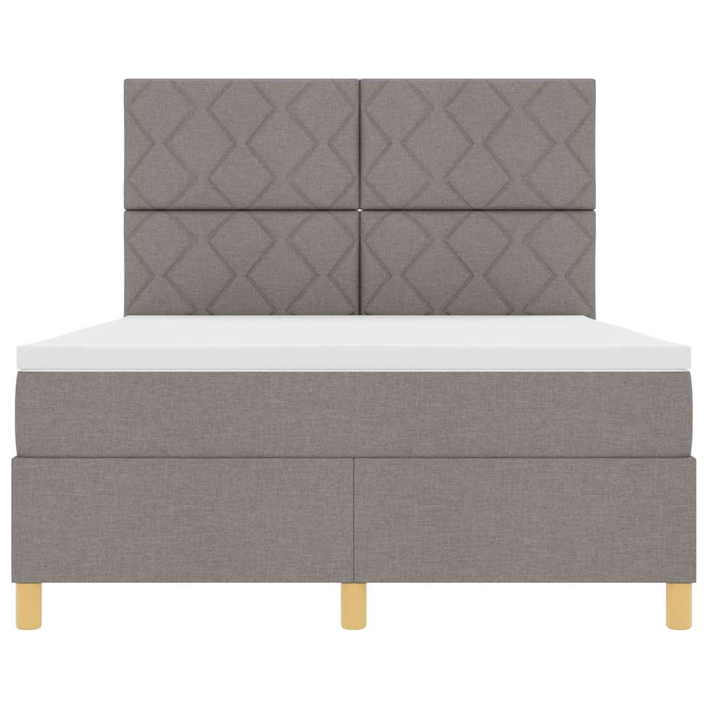 Boxspringbett Mit Kopfteil Taupe 140 X 200 Cm Stoff Dunkelbraun