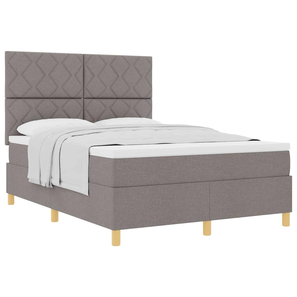 Boxspringbett Mit Kopfteil Taupe 140 X 200 Cm Stoff Dunkelbraun