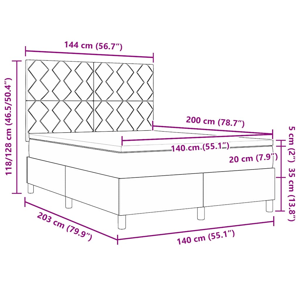 Boxspringbett Mit Kopfteil Taupe 140 X 200 Cm Stoff Dunkelbraun