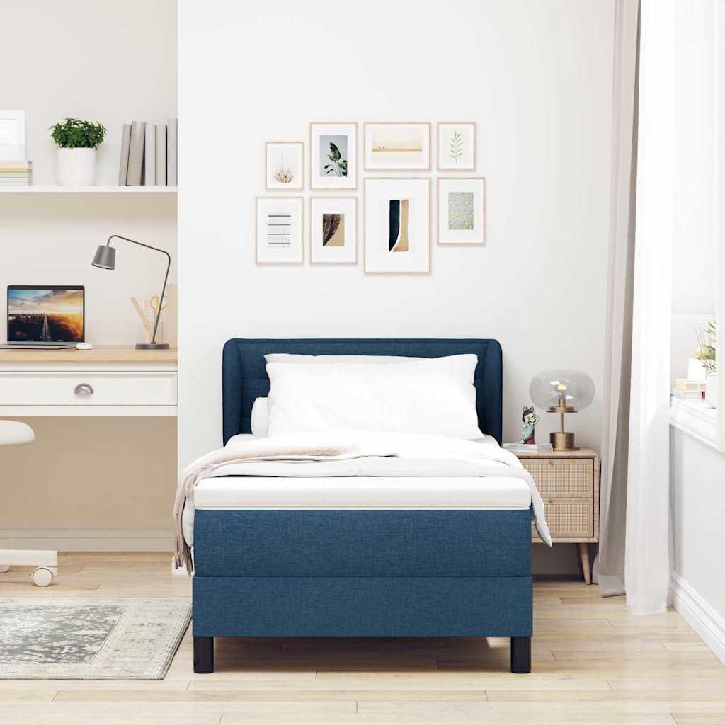 Boxspringbett Mit Matratze Stoff Blau