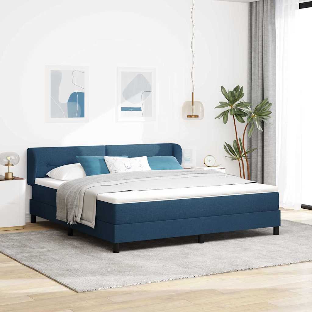 Boxspringbett Mit Matratze Stoff Blau