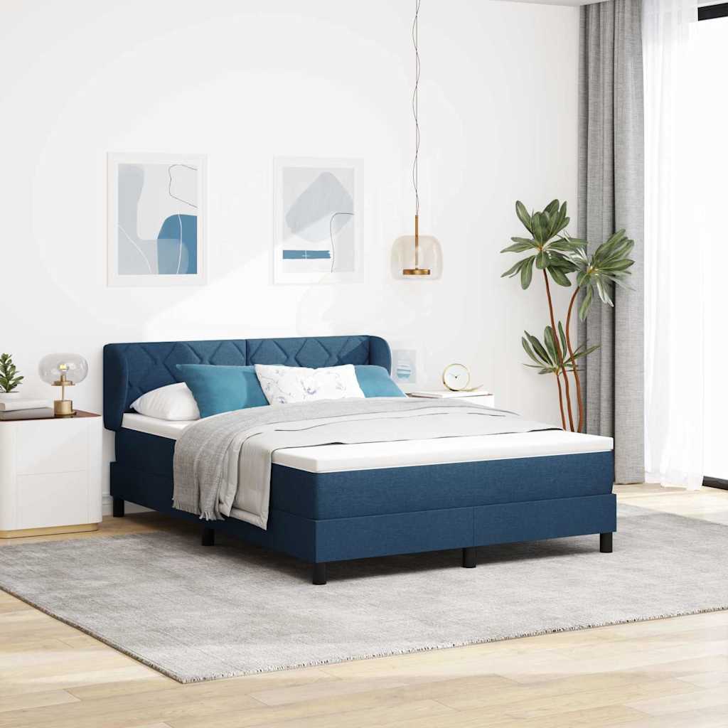 Boxspringbett Mit Matratze Stoff Blau