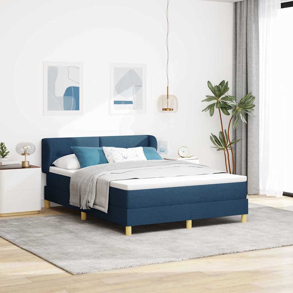 Boxspringbett Mit Matratze Stoff Blau
