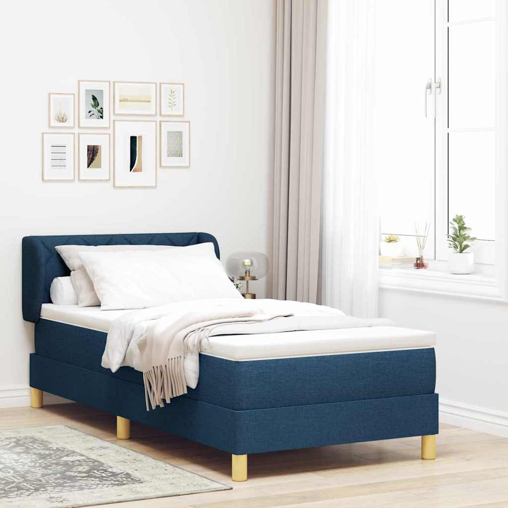 Boxspringbett Mit Matratze Stoff Blau