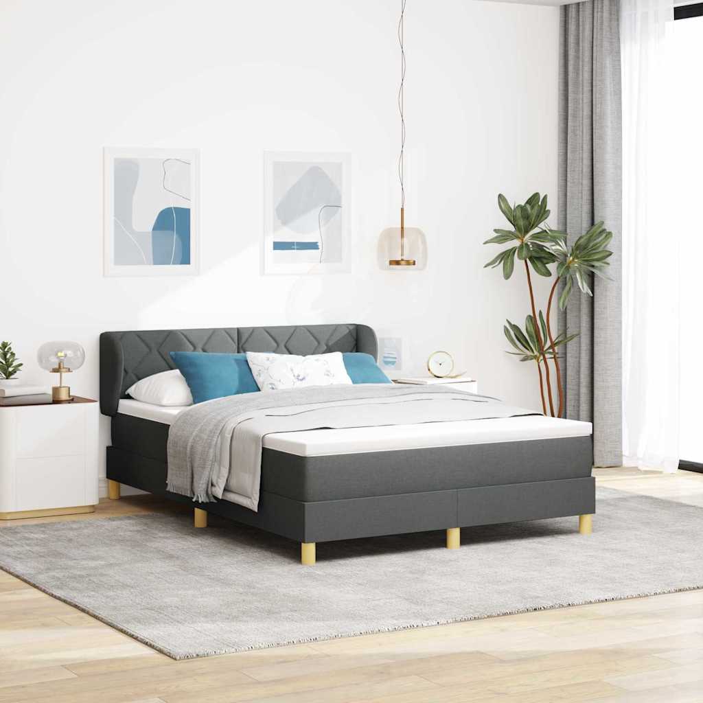 Boxspringbett Mit Matratze Stoff Dunkelgrau