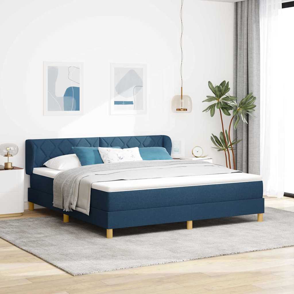 Boxspringbett Mit Matratze Stoff Blau