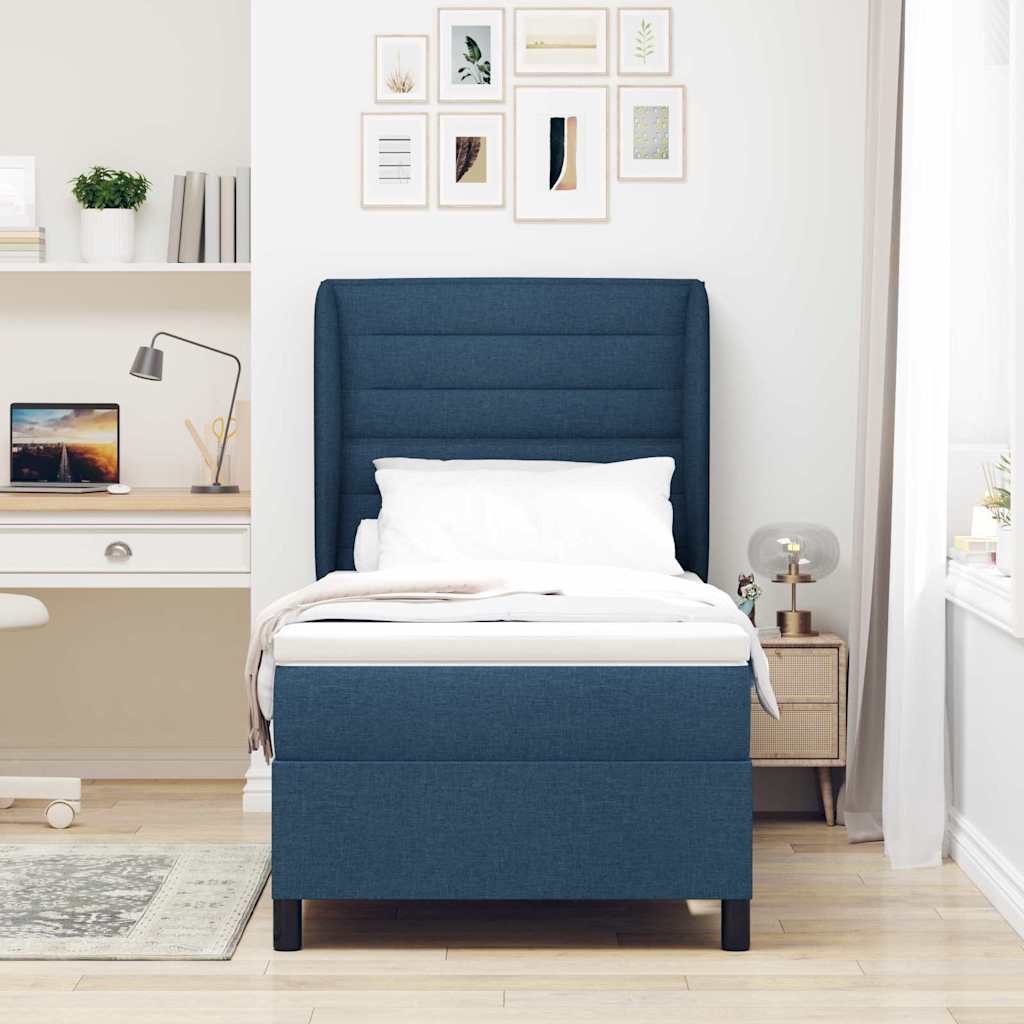 Boxspringbett Mit Matratze Stoff Blau