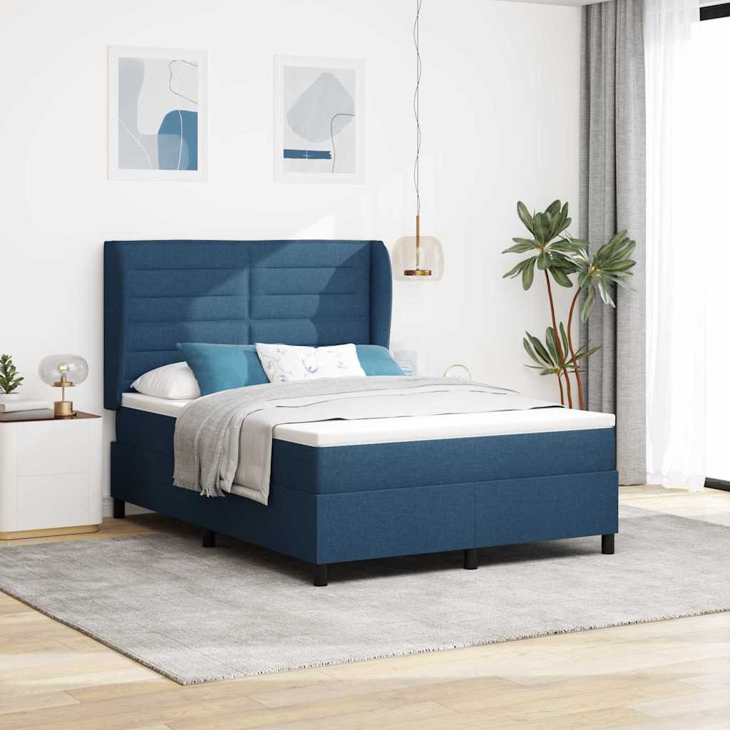 Boxspringbett Mit Matratze Stoff Blau