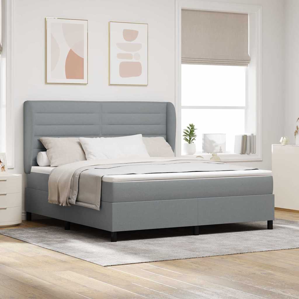 Boxspringbett Mit Matratze Stoff Hellgrau