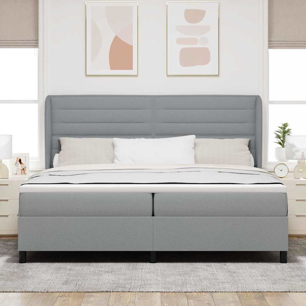 Boxspringbett Mit Matratze Stoff Hellgrau