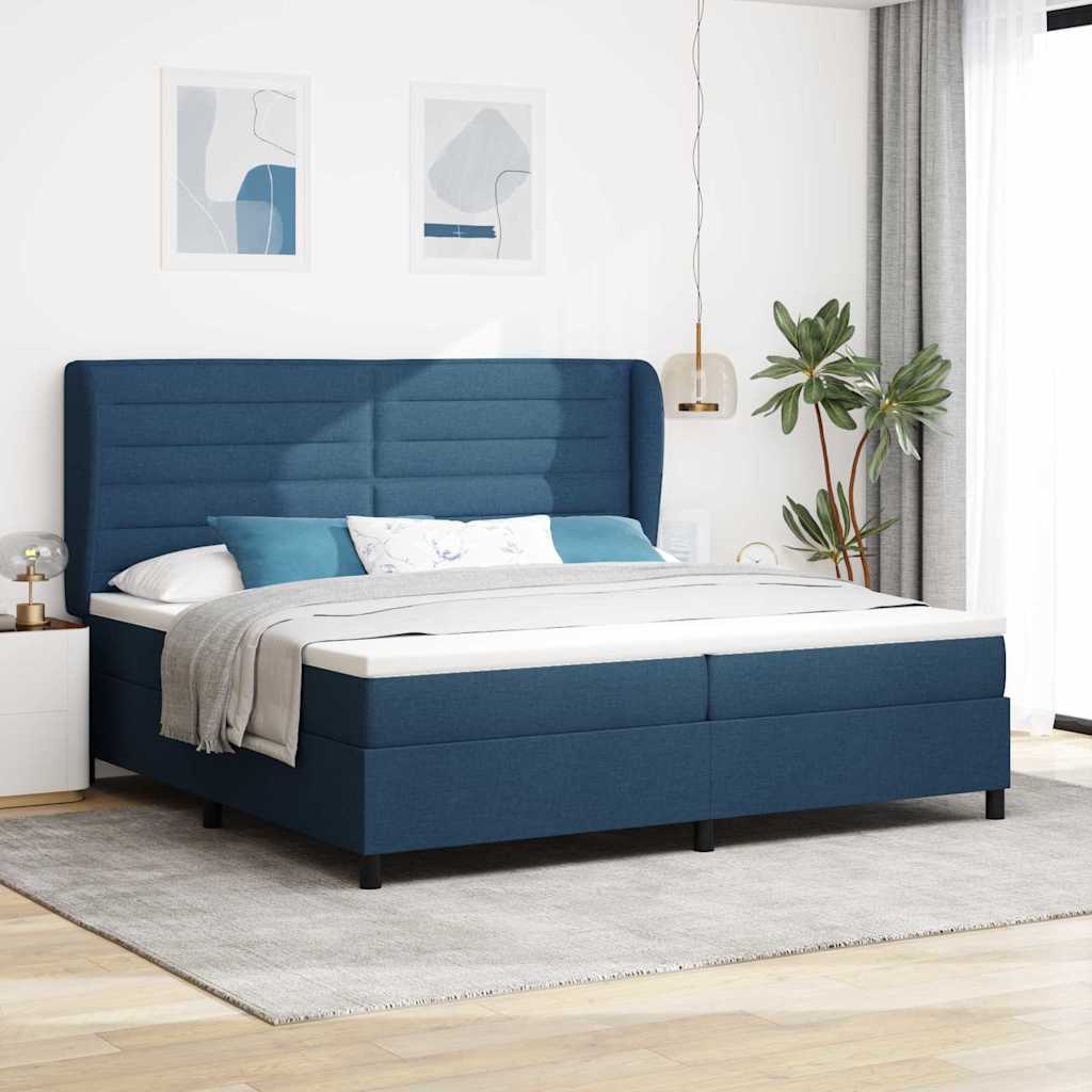 Boxspringbett Mit Matratze Stoff Blau