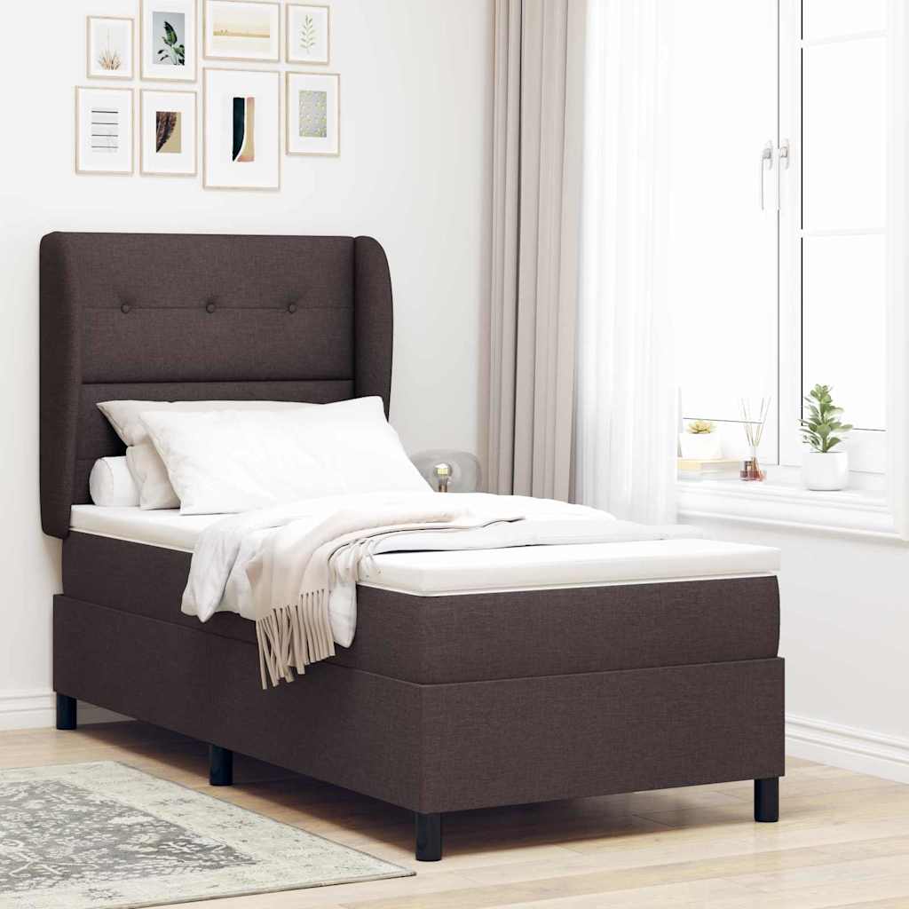 Boxspringbett Mit Matratze Stoff Dunkelbraun