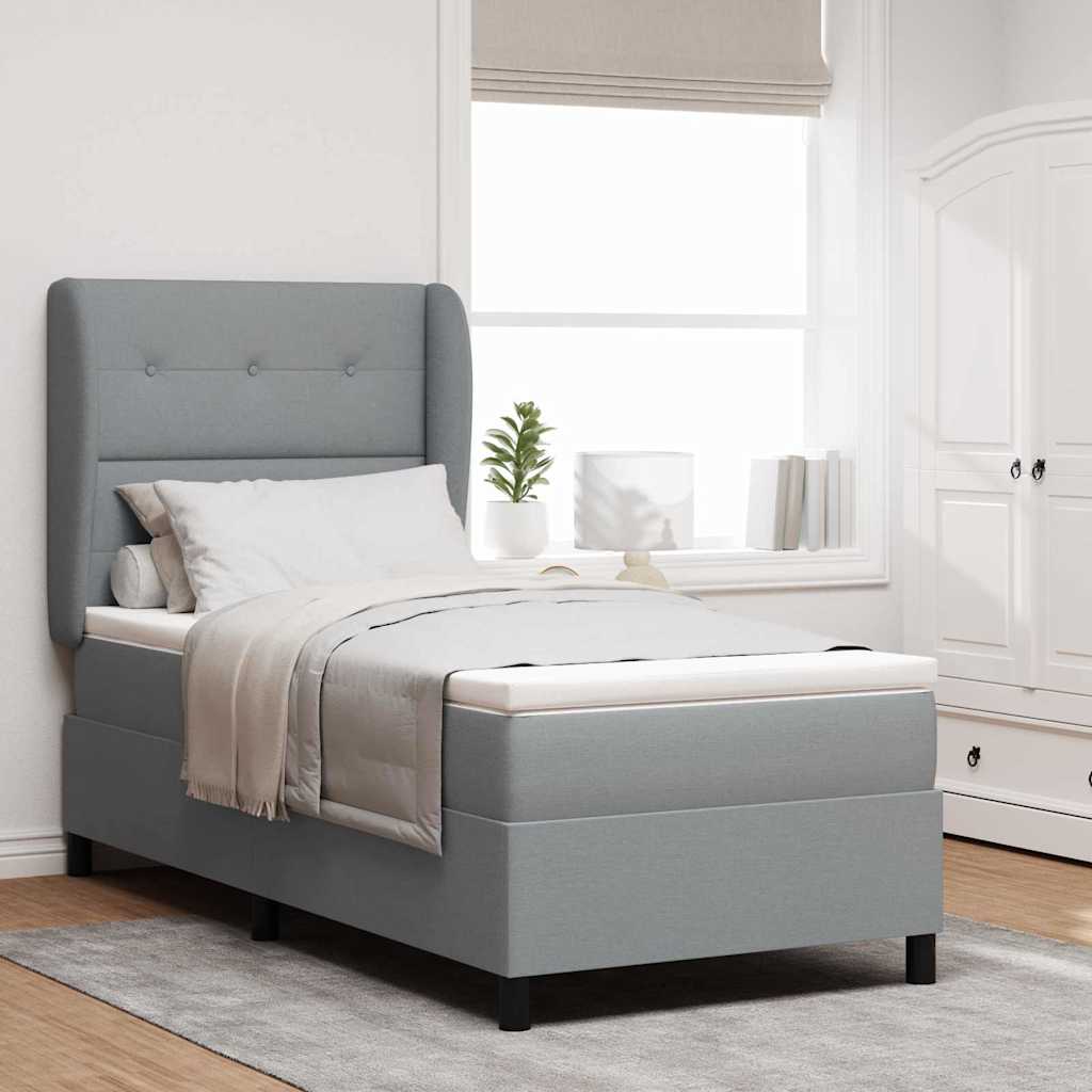 Boxspringbett Mit Matratze Stoff Hellgrau