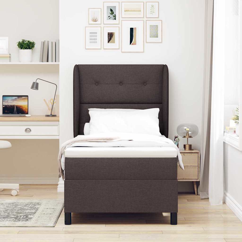 Boxspringbett Mit Matratze Stoff Dunkelbraun