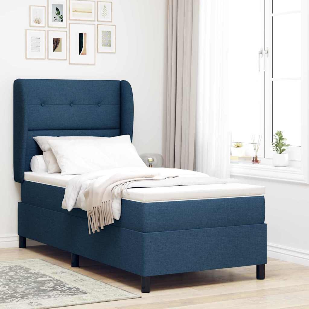 Boxspringbett Mit Matratze Stoff Blau